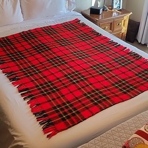 VTG Faribo Plaid Tartan Blanket Red Black Yellow
